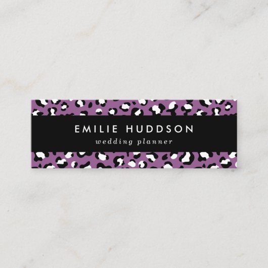 Leopard Pattern, Leopard Spots, Paarse Leopard Mini Visitekaartje (Voorkant)