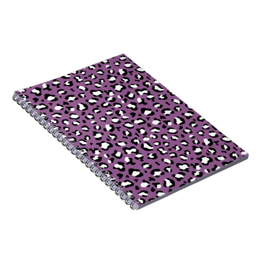 Leopard Pattern, Leopard Spots, Paarse Leopard Notitieboek (Rechterzijde)