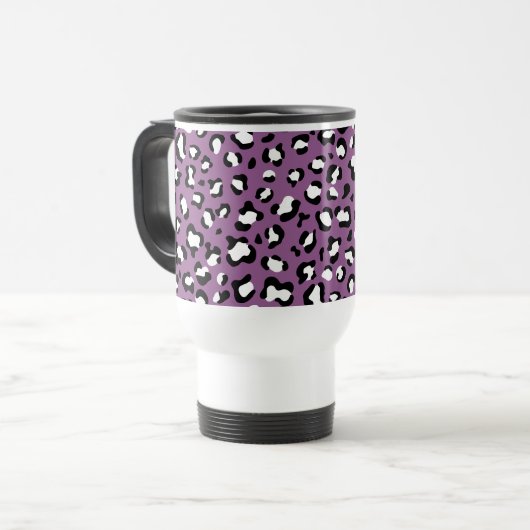 Leopard Pattern, Leopard Spots, Paarse Leopard Reisbeker (Voorkant links)