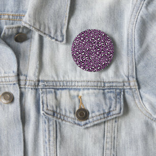 Leopard Pattern, Leopard Spots, Paarse Leopard Ronde Button 5,7 Cm