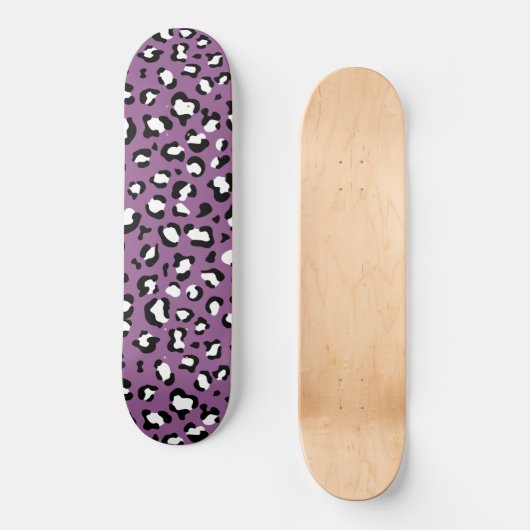 Leopard Pattern, Leopard Spots, Paarse Leopard Skateboard (Voorkant)
