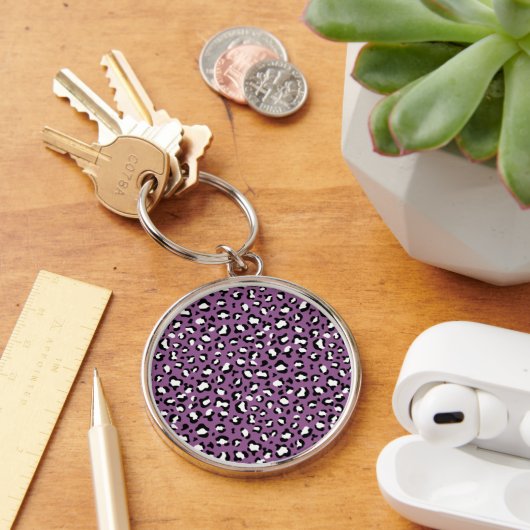 Leopard Pattern, Leopard Spots, Paarse Leopard Sleutelhanger (Bureau)