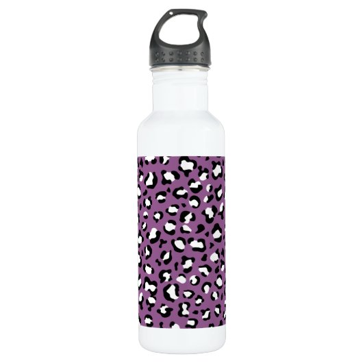 Leopard Pattern, Leopard Spots, Paarse Leopard Waterfles (Voorkant)