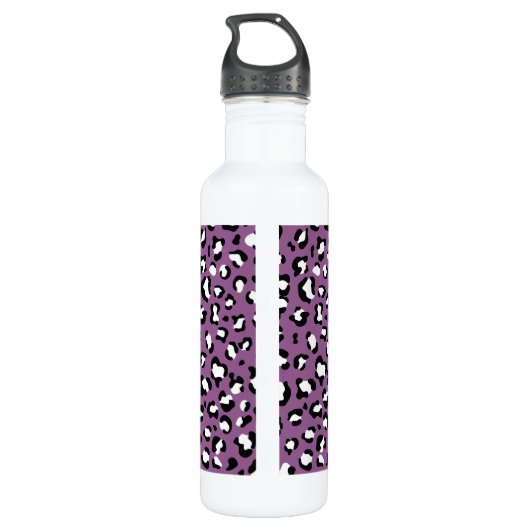 Leopard Pattern, Leopard Spots, Paarse Leopard Waterfles (Achterkant)