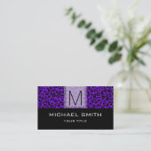 Leopard Pattern Modern Black Monogram #24 Visitekaartje (Staand voorkant)
