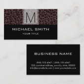 Leopard Pattern Modern Black Monogram 5 Visitekaartje (Voorkant / Achterkant)