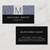 Leopard Pattern Modern Black Monogram 7 Visitekaartje (Voorkant / Achterkant)
