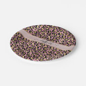 Leopard Pattern Monogram Roos Gold Black Papieren Bordje (Gekanteld)
