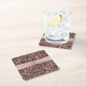 Leopard Pattern Monogram Roos Gold Black Vierkante Kartonnen Onderzetter (Insitu)