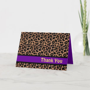 Leopard Pattern Paarse Streep Sweet 16 DANK JE WEL Bedankkaart