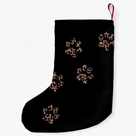 Leopard Pattern Paw Printers Aangepaste foto-set Kleine Kerstsok (Achterkant)