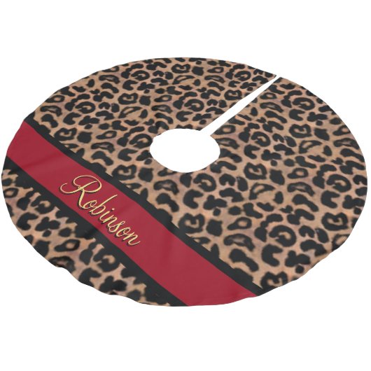 Leopard Pattern Red Custom Kerstboom Rok (Gekanteld)