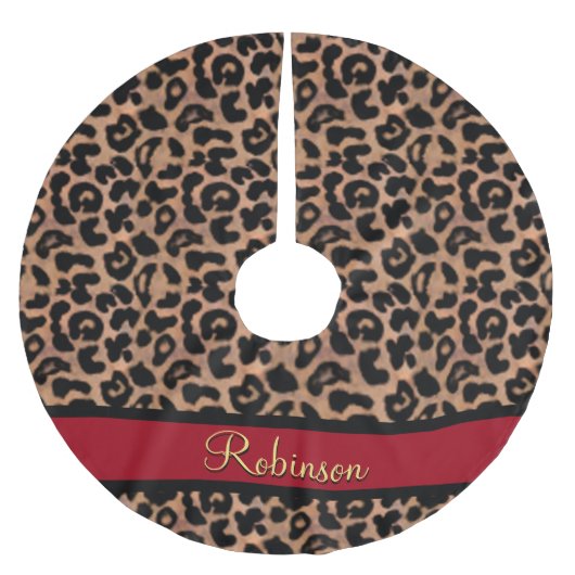 Leopard Pattern Red Custom Kerstboom Rok (Voorkant)