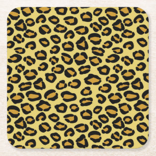 Leopard Pattern Vierkante Kartonnen Onderzetter