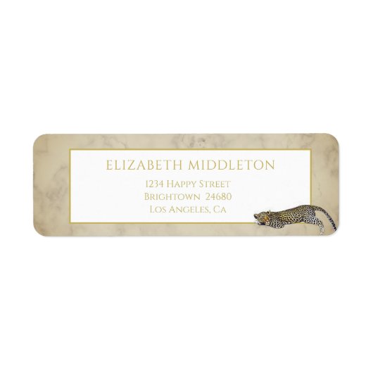 Leopard Pattern Wild Tropical Marble Etiket (Voorkant)