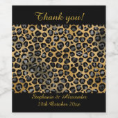 LEOPARD PATTERNED BLACK  WIJN ETIKET (Enkel label)