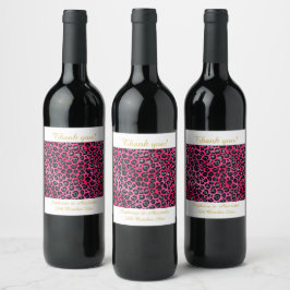 LEOPARD PATTERNED PINK WINE ETIKET