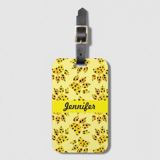 Leopard Paw Print Pattern Naam toevoegen Bagagelabel (Voorkant (verticaal))