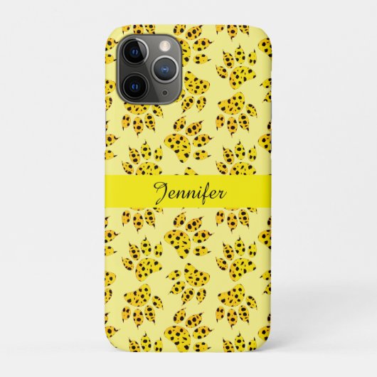 Leopard Paw Print Pattern Naam toevoegen Case-Mate iPhone Case (Achterkant)