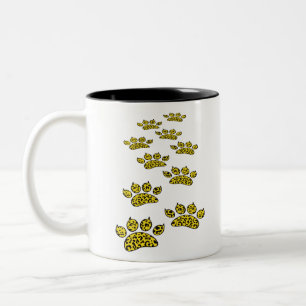 Leopard Paw Print Tweekleurige Koffiemok
