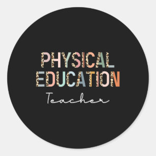 Leopard Pe-leraar Terug naar school Fysiek Onderwi Ronde Sticker