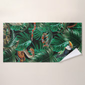 léopard, perroquets et serpents dans la forêt noir (Serviette de bain)