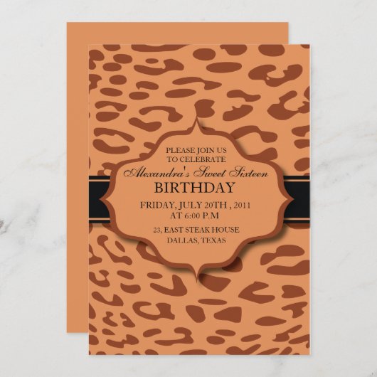 Léopard - peu commun - invitations d'anniversaire (Devant / Derrière)