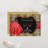 Leopard photo quinceañera invitation (Devant/Arrière en situation)