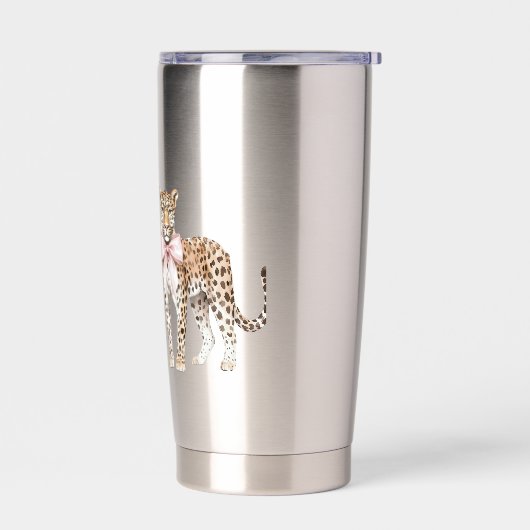 Leopard Pink Bow Geïsoleerde Drinkbeker (Links)