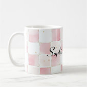 Leopard Pink Bow Squares Koffiemok (Links)