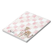 Leopard Pink Bow Squares Notitieblok (Gedraaid)
