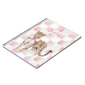 Leopard Pink Bow Squares Notitieboek (Linkerzijde)
