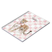 Leopard Pink Bow Squares Notitieboek (Linkerzijde)