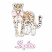 Leopard Pink Bow Sticker (Voorkant)