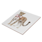 Leopard Pink Bow Tegeltje (Zijkant)