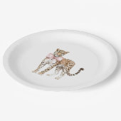 Leopard Pink Bow Verjaardag Papieren Bordje (Gekanteld)