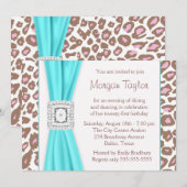 Leopard Pink Brown Blauwgroen 21ste verjaardagsfee Kaart (Voorkant / Achterkant)