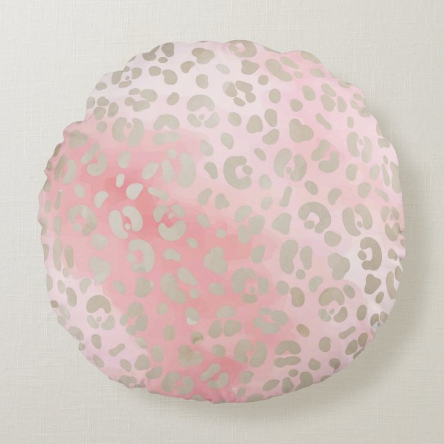 Leopard Pink Pattern Rond Kussen (Voorkant)
