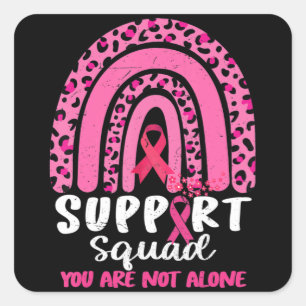 Leopard Pink Rainbow Support Squad Breast Cancer A Vierkante Sticker