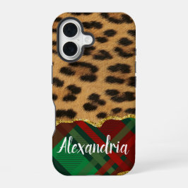 Leopard Plaid iPhone 16 Hoesje