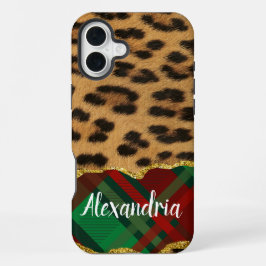 Leopard Plaid iPhone 16 Plus Hoesje