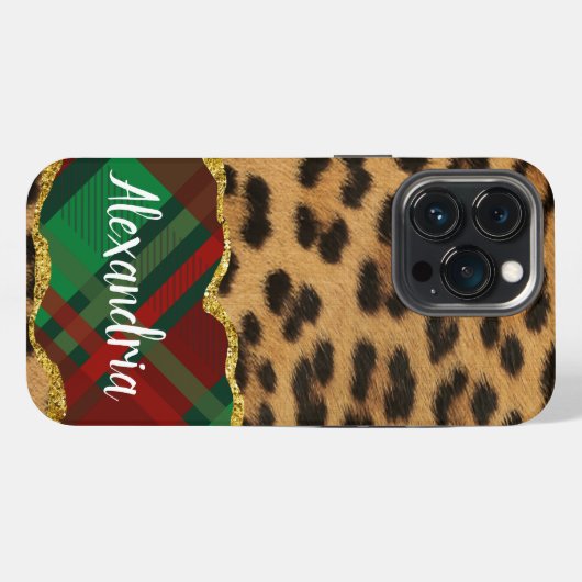 Leopard Plaid iPhone Hoesje (Achterkant horizontaal)