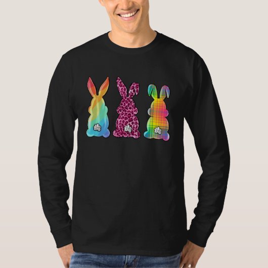 Leopard Plaid Rabbit Bunny Happy Easter Day Tie D T-shirt (Voorkant)