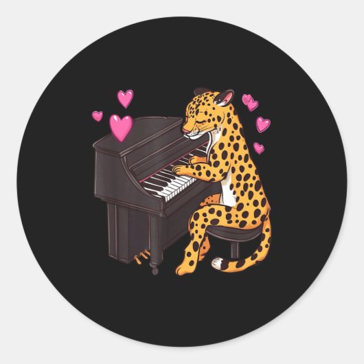 Leopard Playing Ano Valentines Day Funny Leopard Ronde Sticker (Voorkant)
