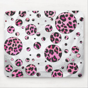 Leopard Polka Dot Black en Hot Pink Print Muismat