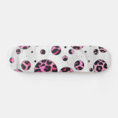 Leopard Polka Dot Black en Hot Pink Print Skateboard (Horizontaal)