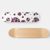 Leopard Polka Dot Black en Hot Pink Print Skateboard (Horizontaal)