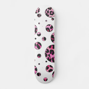 Leopard Polka Dot Black en Hot Pink Print Skateboard