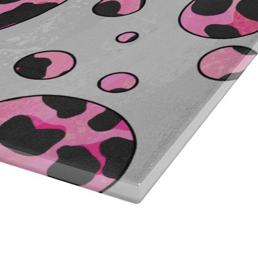 Leopard Polka Dot Black en Hot Pink Print Snijplank (Hoek)