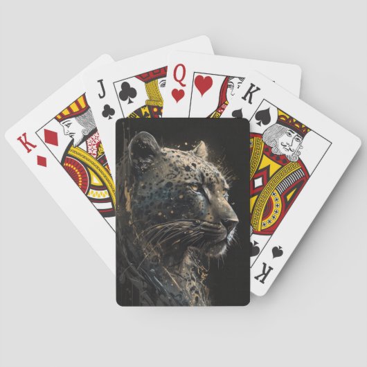 Leopard Portrait Dierlijke Natuur Wildlife Dark Pa Pokerkaarten (Achterkant)